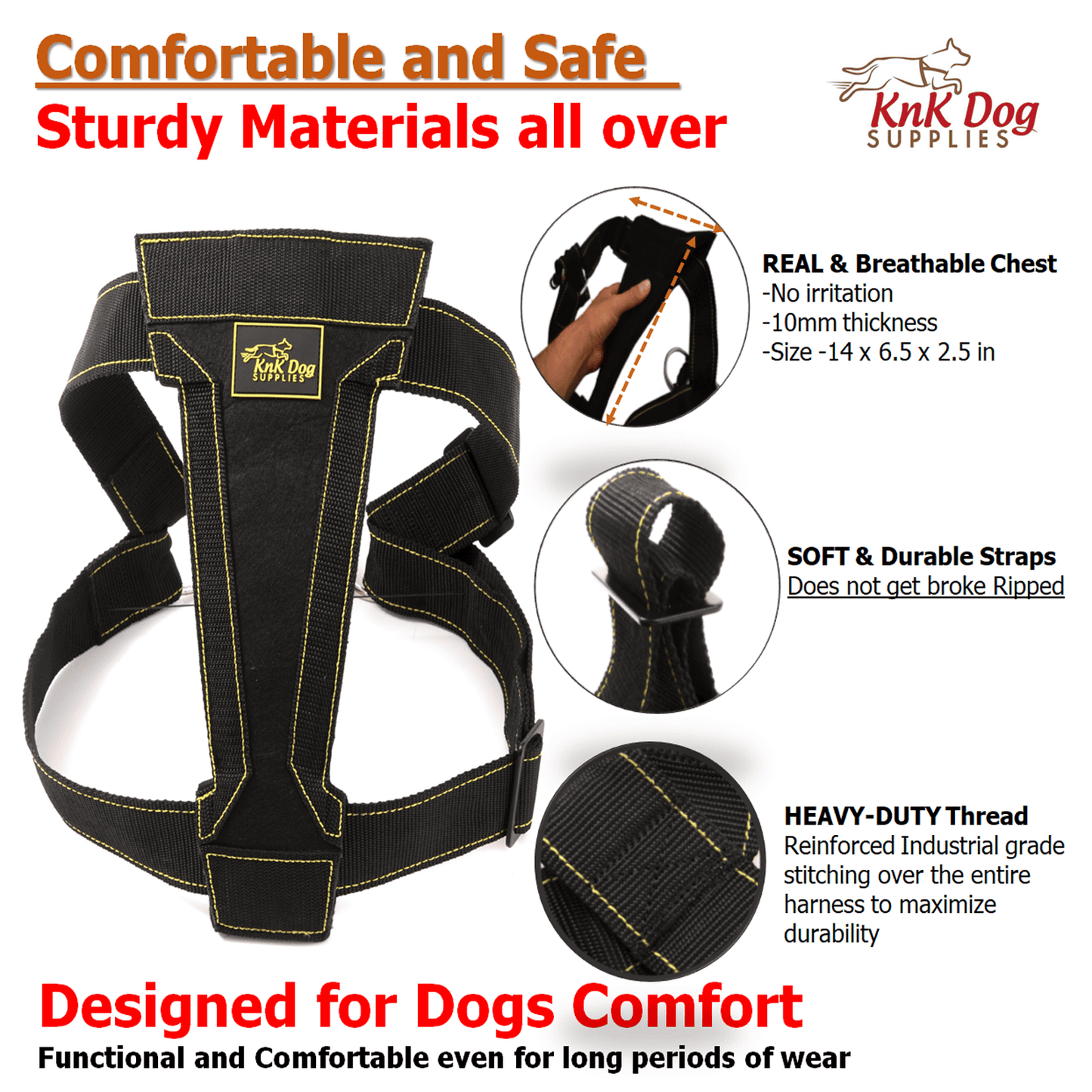 KnK Heavy Duty Dog Harness – Featuring reinforced padding and ergonomic design for a secure, comfortable fit during walks and runs