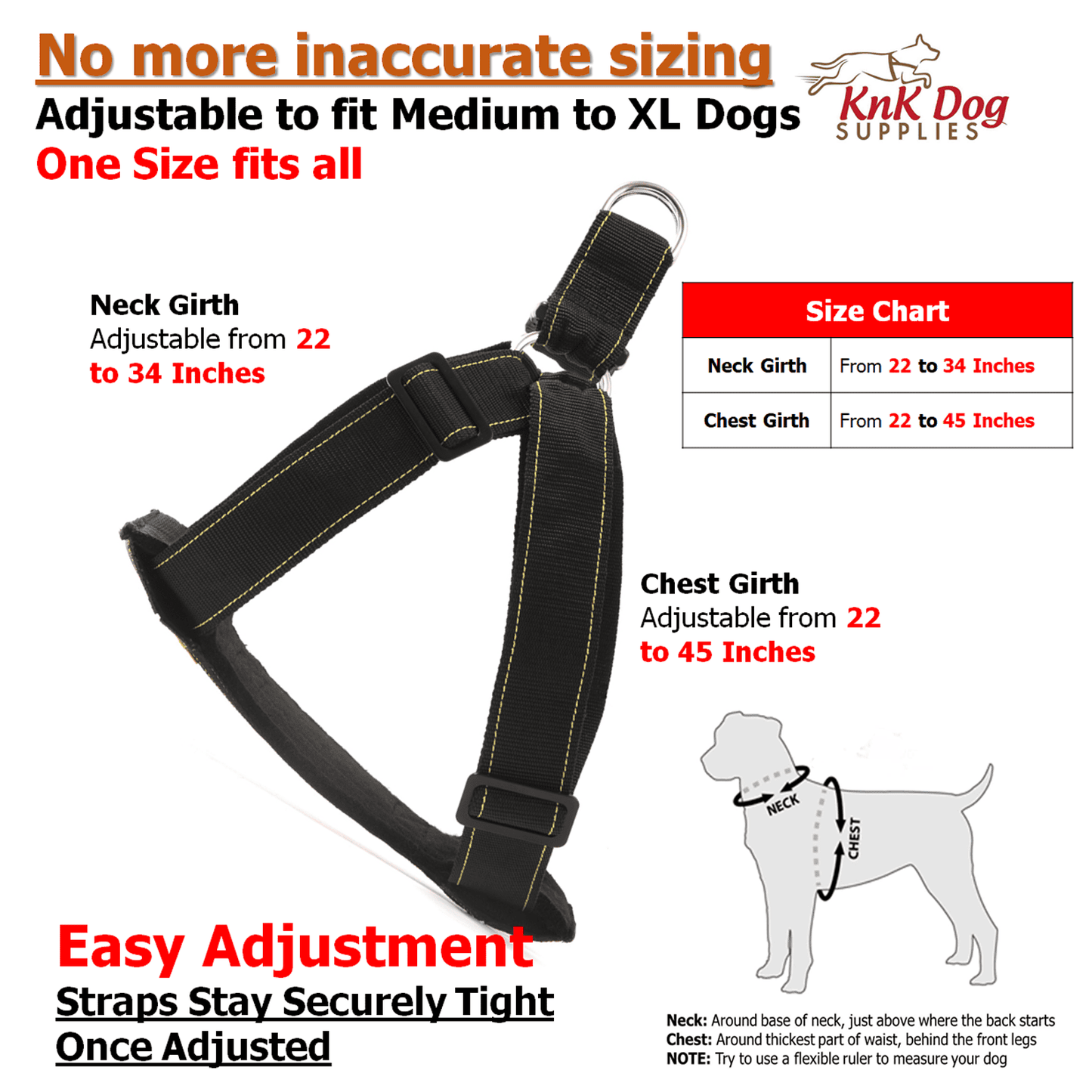 KnK Heavy Duty Dog Harness – Customizable fit with durable D-rings and premium padding for the ultimate comfort and control on your dog