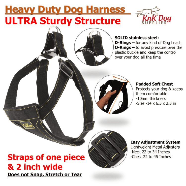 KnK Heavy Duty Dog Harness – Built for strength and comfort with durable, abrasion-resistant materials for medium, large, and extra-large dogs