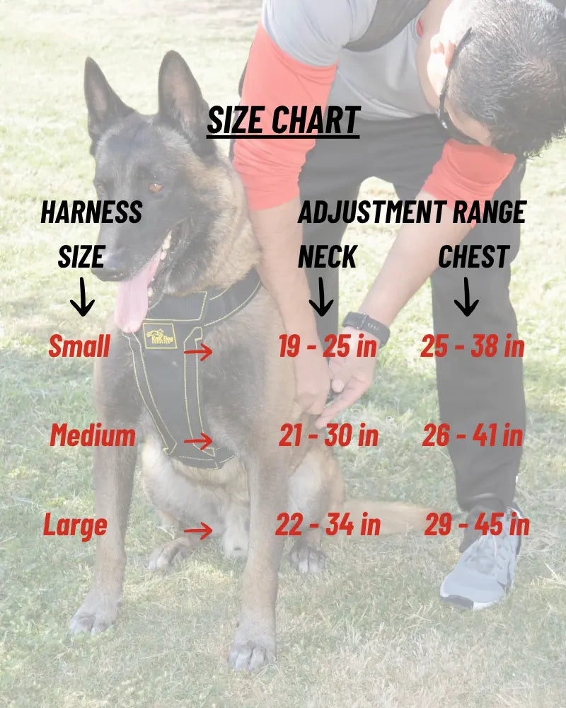 Belga Malinois Dog Harness - Size Chart