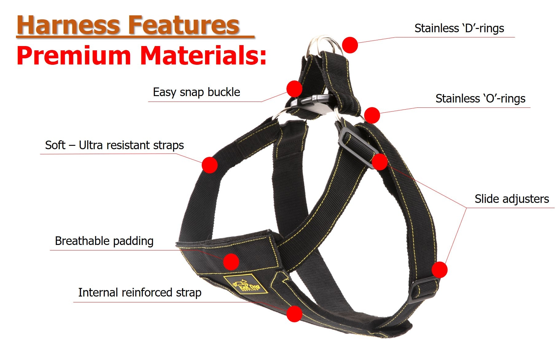 Features of the KnK Heavy Duty Dog Harness – Durable, padded, and built for strength, providing ultimate comfort and control for your dog during walks, runs, and training