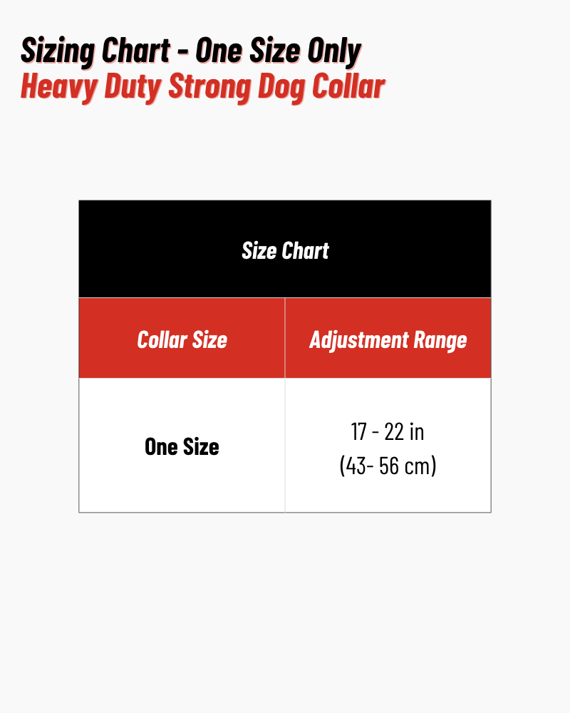 Heavy Duty Strong Dog Collar Size Chart