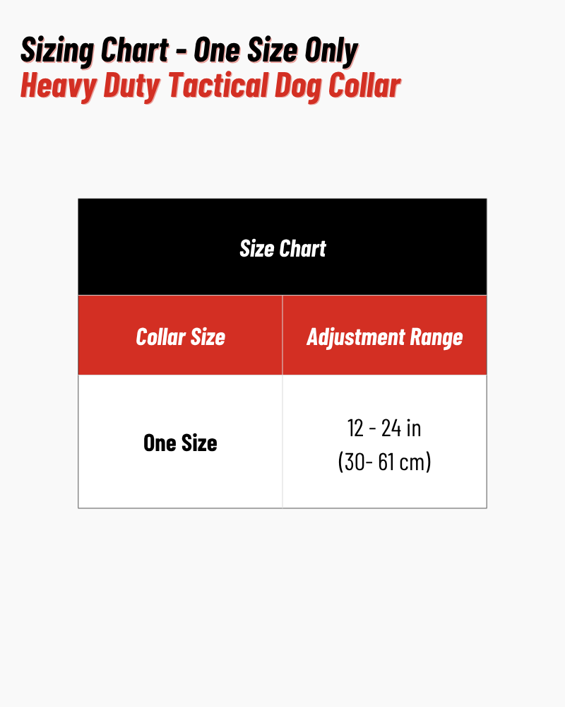 Heavy Duty Tactical Dog Collar Size Chart