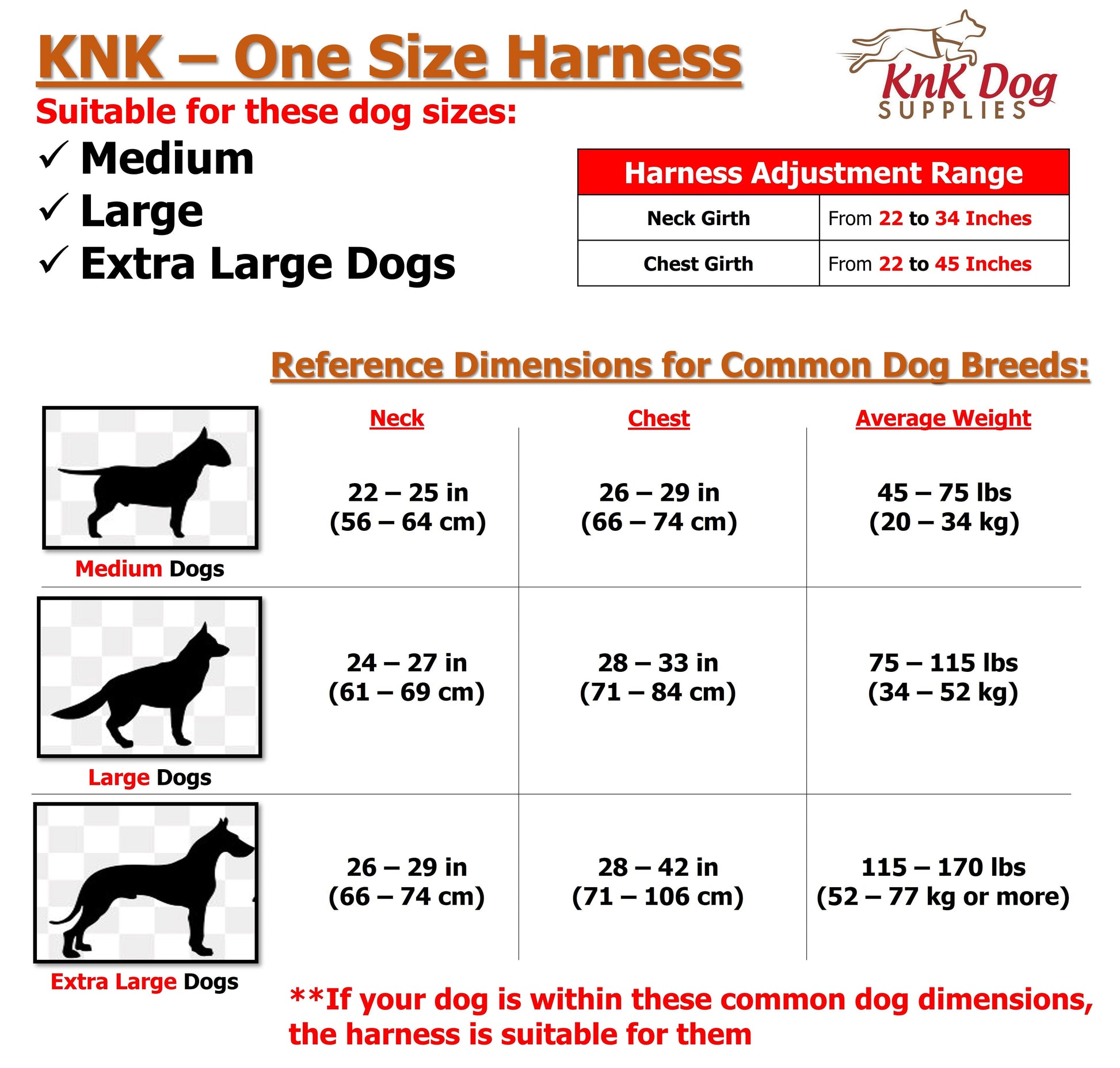 Dog Harness Size Chart