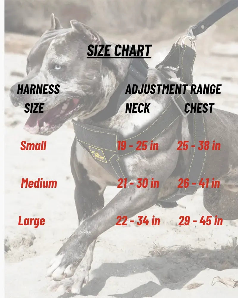 Pitbull harness heavy duty size chart