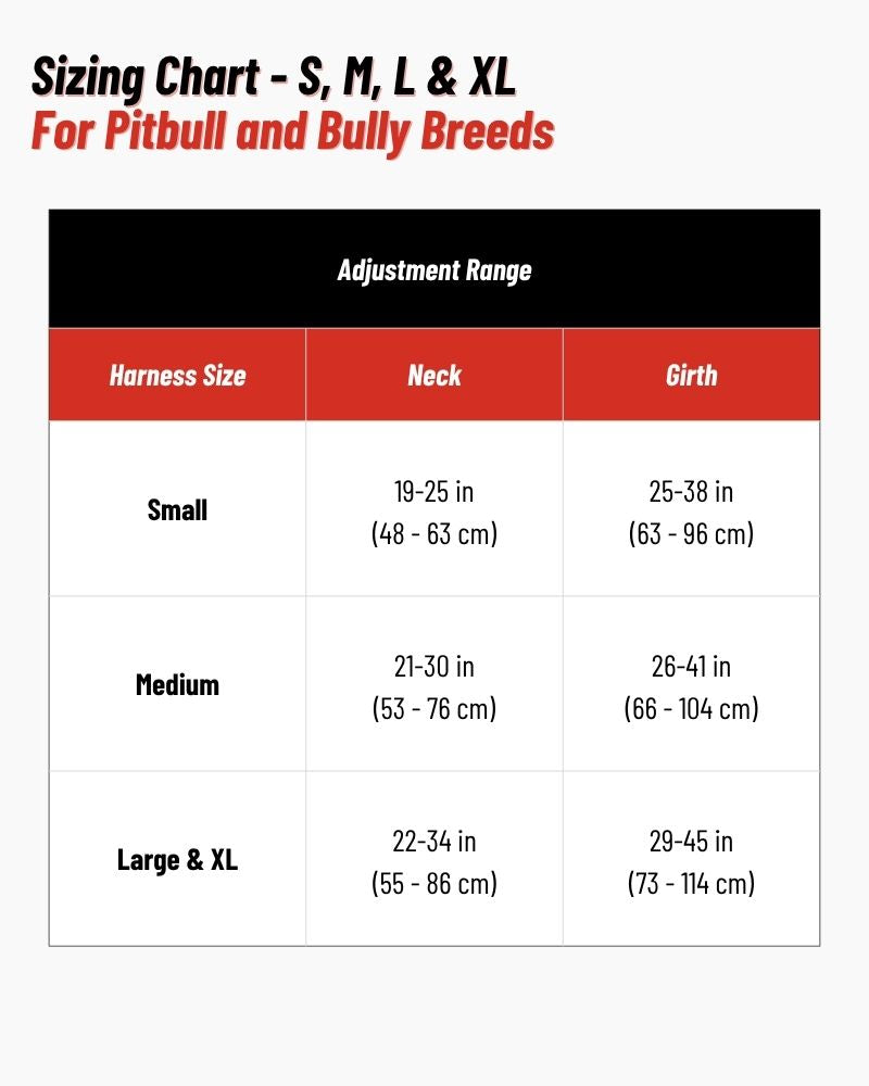 Sizing Chart for Pitbull and Bully Breeds