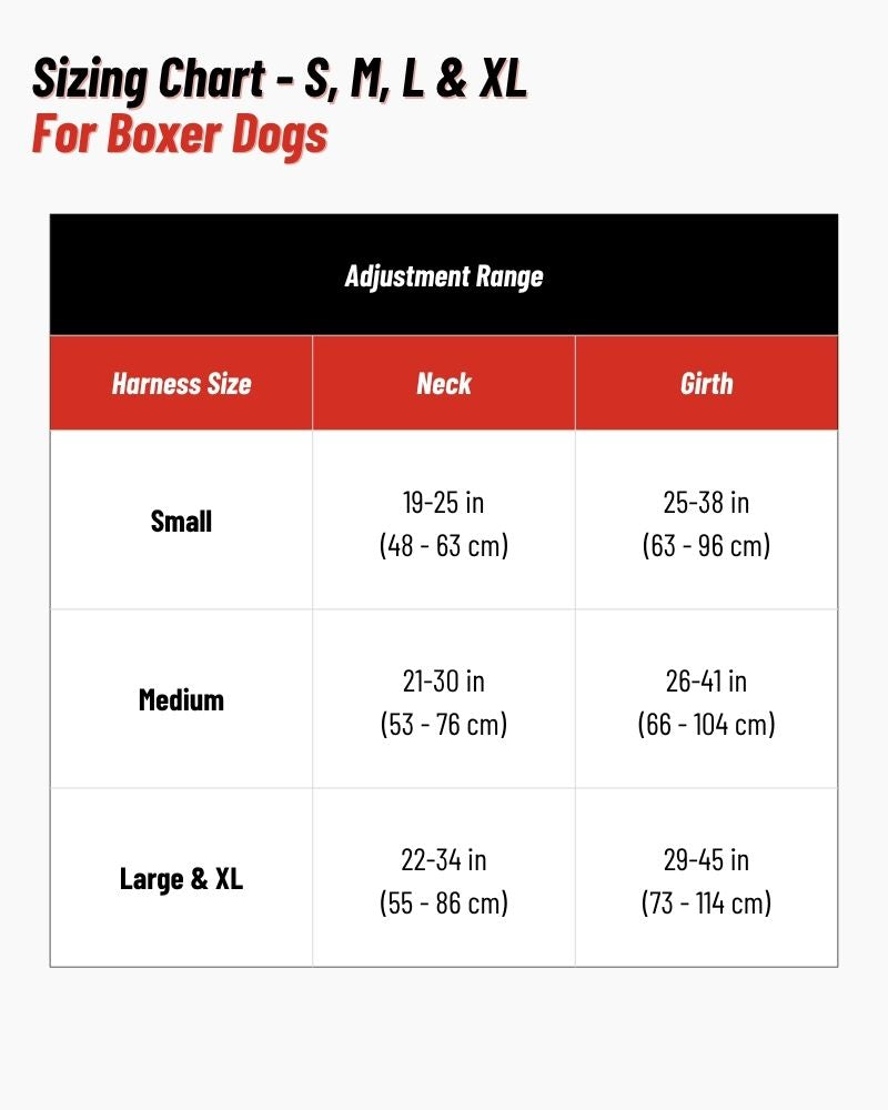 Boxer Harness Size Chart